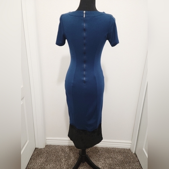La Chocolê Bodycon Beaded Sequence Blue Midi Dress - Picture 4 of 16